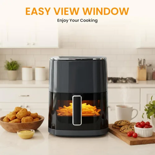 Vista 5 de HealSmart Horno freidora de aire digital 12 en 1 de 6.34 cuartos de galón, horno de convección multifunción de 1700 W con ventana de visión, cesta
