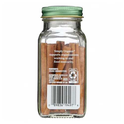 Vista 2 de Simply Organic Palitos de canela certificados orgánicos, 1.13 onzas