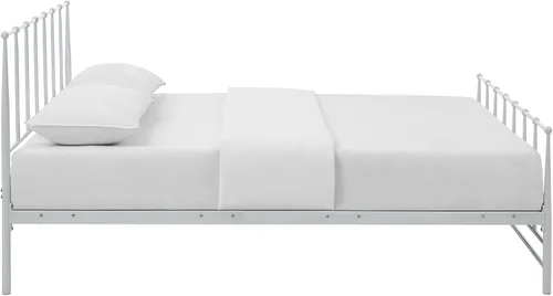 Vista 4 de Modway Cama de plataforma King de metal de acero con soporte de listones de metal en blanco
