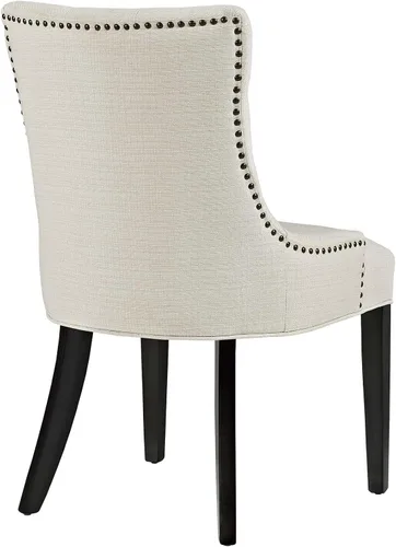 Vista 29 de Modway Regent - Silla de comedor de tela tapizada con botones en color blanco
