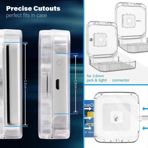 Vista 6 de Funda transparente antipérdida compatible con Square Reader de 2ª generación, 1ª generación, compatible con lector de tarjetas chip cuadrado sin