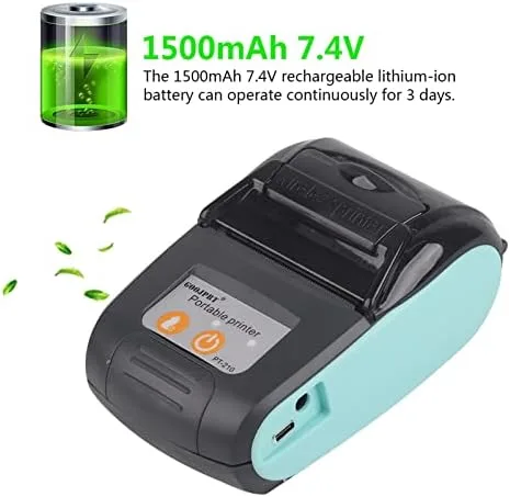 Vista 8 de Cryfokt Impresora térmica, impresora de recibos USB de 2.283 in 203DPI Mini impresora de bolsillo Control de teléfono inteligente Impresora móvil