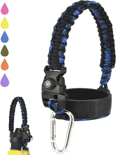 Paracord Handle for Hydro Flask Water Bottles Standard Mouth, Strap Holder with Safety Rubber Ring & Carabiner, Easy to Carry and Durable Reusable