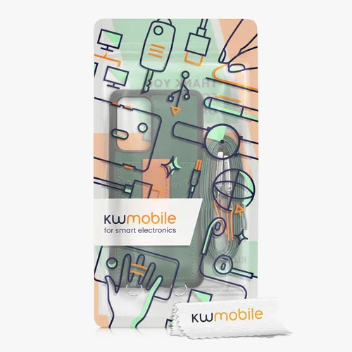 Vista 7 de kwmobile Funda cruzada compatible con Samsung Galaxy A52 / A52 5G / A52s 5G - Funda con ranuras para tarjetas de piel sintética, color verde pixie