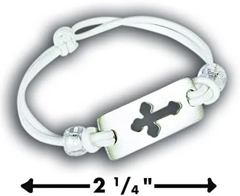 Vista 2 de Stretch Bracelet with Silver Cross Charm - Gift for First Holy Communion, Baptism, Confirmation, or Christening, Religious Jewelry, One Size Fits