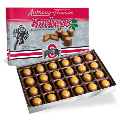Vista 9 de Anthony Thomas - Caja de chocolates de leche con crema de cacahuete Buckeyes, galardonados en el Estado de Ohio, deliciosos bocadillos.