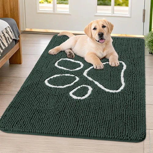 Vista 197 de Smiry Tapete para puerta de perro para patas fangosas, absorbente y Gris y negro