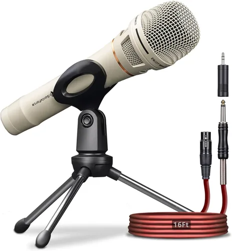 Vista 10 de Micrófono Dinámico - Micrófono Vocal Profesional para Cantar - Micrófono de Mano con Cable con Cable de Audio XLR de 16 ft a 1/4" - Micrófono
