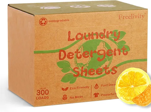 Vista 9 de Freelivity Hojas de detergente para ropa, 200 hojas de aroma de lino fresco, ecológicas, hipoalergénicas, sin plástico, sin líquido, suministros