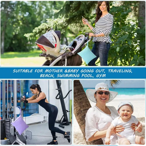 Vista 4 de Shappy 4 bolsas para artículos húmedos y secos para pañales de tela para bebé, bolsa impermeable lavable, de viaje, reutilizable, con 2 bolsillos