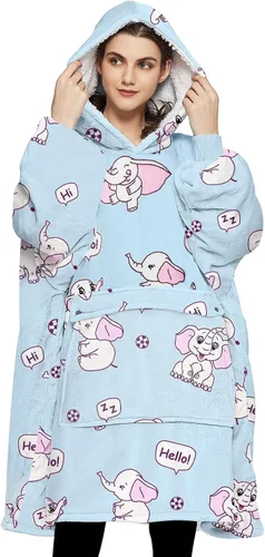 Vista 23 de Manta portátil de sherpa con capucha, para adultos, todos los patrones, de gran tamaño, sudadera con bolsillos