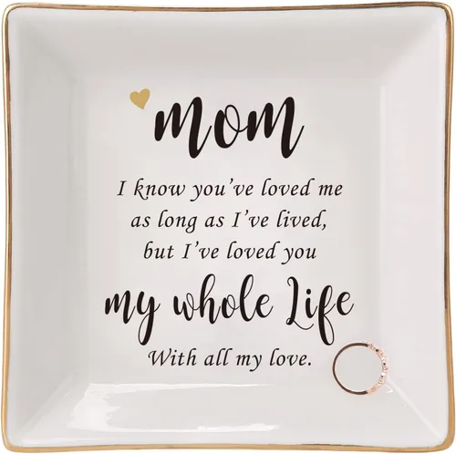 HOME SMILE - Bandeja de cerámica para anillos para mamá, hermana, amigas