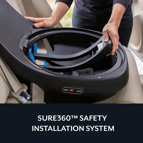 Vista 7 de Evenflo Revolve360 Slim 2-en-1 Asiento rotacional para auto con cubierta de limpieza rápida (Negro Salem)