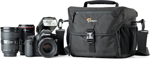 Vista 8 de Lowepro LP37123, Nova 180 AW II - Bolsa para cámara, impermeable, personalizable, se adapta a Pro-Depth DSLR con lente, dron compacto, 3-4 lentes