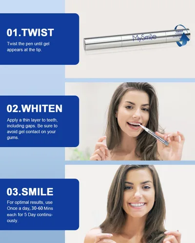 Vista 7 de MySmile 1 luz LED de blanqueamiento de dientes de 28 LED, 3 unidades de gel blanqueador de dientes, 2 bolígrafos blanqueadores de dientes