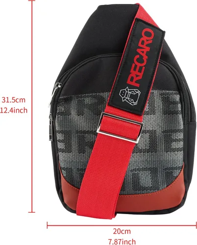 Vista 3 de BRIDE - Mochila cruzada de pecho RECARO con hombro rojo, Negro