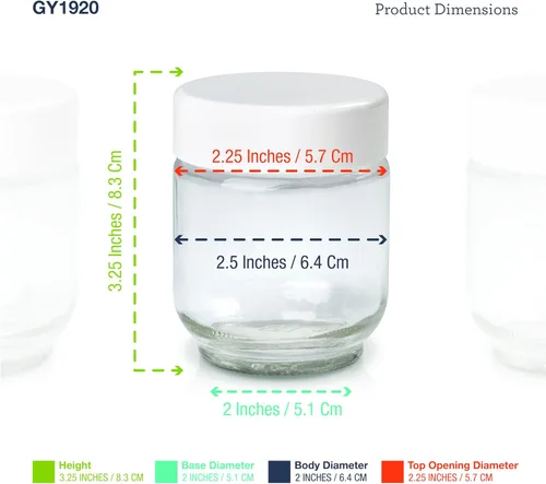 Vista 2 de Euro Cuisine Tarros de vidrio para yogurtera, juego de 8