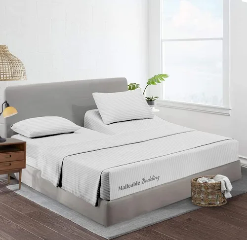 Top Split Flex - Juego de sábanas para cama ajustable de 32 pulgadas, tamaño King de 600 hilos, algodón egipcio suave y liso, juego de 4 piezas para