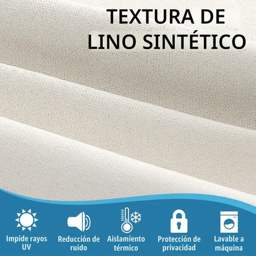 Vista 5 de H.VERSAILTEX Cortinas 100% opacas con aspecto de lino para dormitorio, cortinas de bloqueo de luz con doble cara de lino con pestaña trasera Azul
