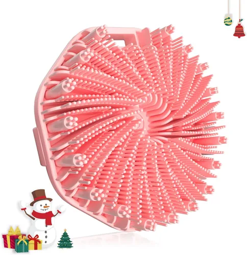 Exfoliante corporal de silicona, exfoliante de gel corporal, cepillo de ducha para una exfoliación eficaz de la ducha y masaje suave (rosa)