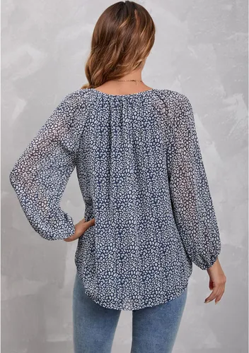 Vista 7 de Mansy - Blusas sueltas de verano con cuello en V y estampado floral para mujer
