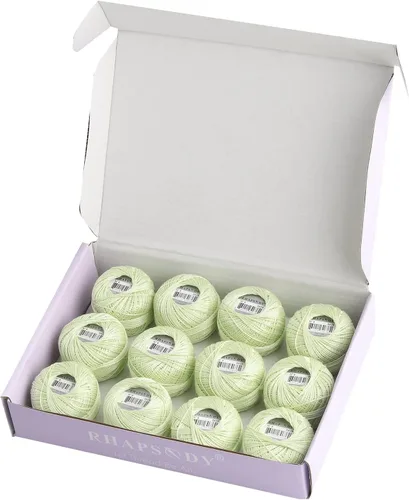 Vista 29 de Rhapsody Hilo de algodón perla tamaño 8 hilo de ganchillo Perle 12 bolas Set tejido a mano, bordado, sashiko, punto de cruz, costura, punto