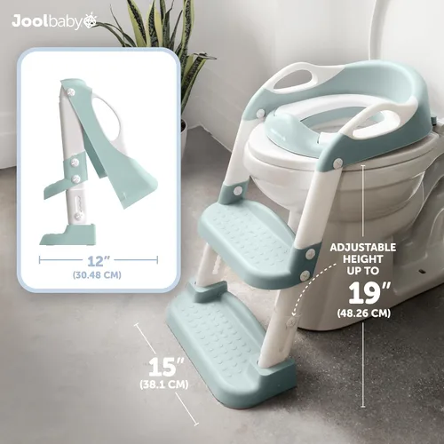 Vista 2 de Jool Baby Asiento de Entrenamiento para Ir al Baño con Escalera de 2 Escalones para Niños Pequeños - Protector contra Salpicaduras, Altura Ajustable