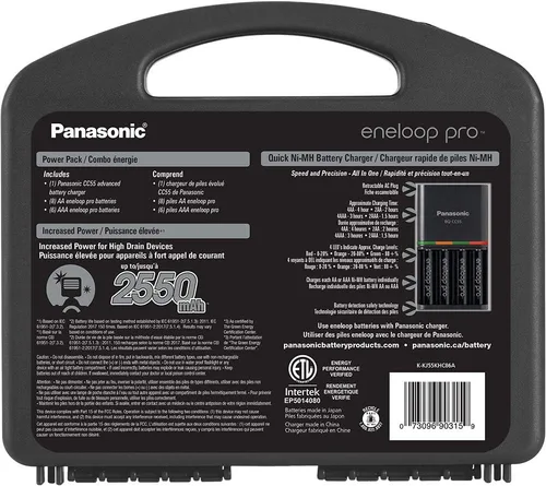 Vista 3 de Panasonic K-KJ55KHC86A Eneloop pro - Baterías recargables de alta capacidad 8AA, 6AAA y Panasonic BK-4HCCA12FA pro AAA de alta capacidad Ni-MH