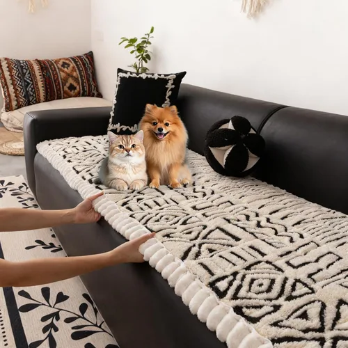 Vista 18 de HANDONTIME Funda de sofá para mascotas, fundas de sofá mullidas para mascotas, fundas de sofá para perros, protector de sofá lavable para perros