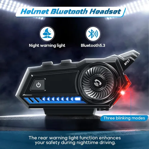 Vista 3 de Casco de motocicleta Bluetooth, Bluetooth 5.3 EDR inalámbrico para motocicleta, respuesta automática, auriculares de alta calidad de sonido