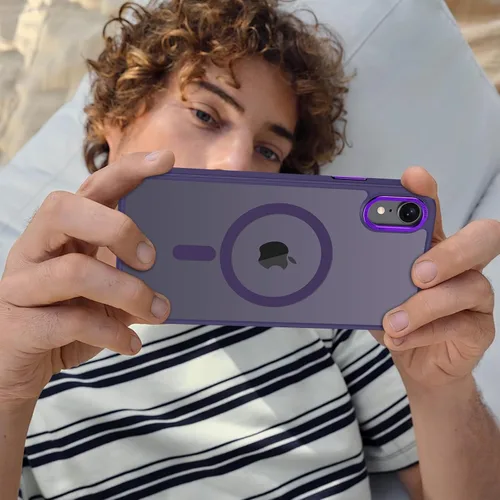 Vista 34 de Anuck - Funda magnética para iPhone 11 compatible con MagSafe, carcasa trasera mate translúcida dura, borde de TPU, delgada, resistente a impactos