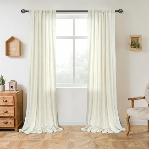 Vista 11 de DriftAway Cortinas traslúcidas de lino extralargas de 2 paneles, cortinas altas de 2 pisos para techo alto, ventana larga para sala de estar