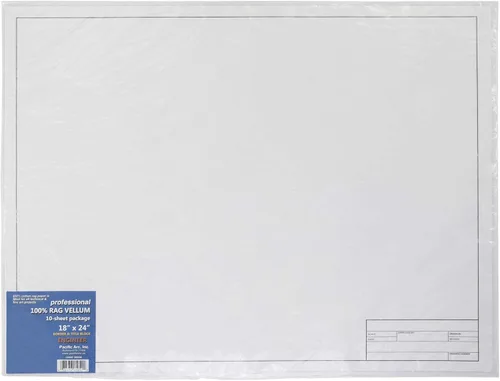 Vista 3 de Pacific Arc Hojas de vellum de dibujo, 10 hojas de papel de 18 x 24 pulgadas de vellum de trapo con borde y bloque de título