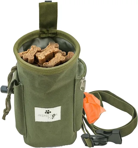 INSPECTOR TAIL Bolsa de golosinas para perros con cordón para evitar derrames, bolsa de 2 tazas | Manos libres con 4 formas de llevar bolsa para