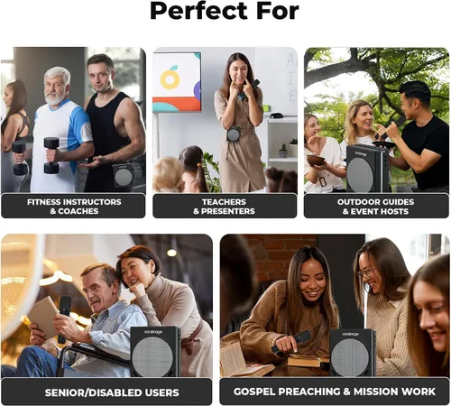 Vista 9 de WinBridge S90 - Micrófono portátil y sistema de micrófono Bluetooth con altavoz, amplificador de voz de 30 W, sistema PA con 2 micrófonos