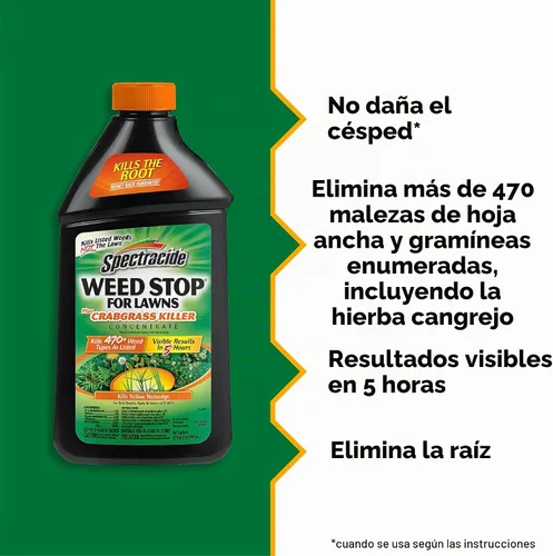 Vista 2 de Spectracide Weed Stop para césped + concentrado matador de pasto de cangrejo, 32 onzas, paquete de 6