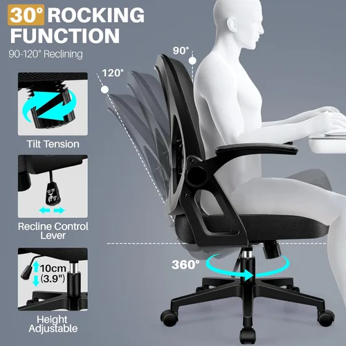 Vista 6 de FelixKing Silla de Oficina - Silla de Escritorio Ergonómica de Malla Transpirable con Ruedas y Soporte Lumbar, Sillas de Oficina para el Hogar