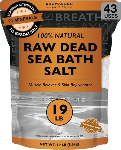 Aromasong Sal de baño del mar muerto cruda, mínimamente limpia, contiene más minerales del mar muerto, incluyendo barro del mar muerto, sales 100%