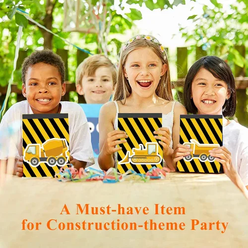 Vista 7 de 24 piezas de suministros de fiesta de cumpleaños para niños con temática de camiones de construcción