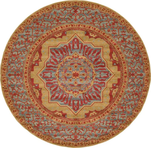 Vista 25 de Unique Loom Palace Collection - Alfombra Saray (3 pies 3 pulgadas, redonda, crema/marrón claro)