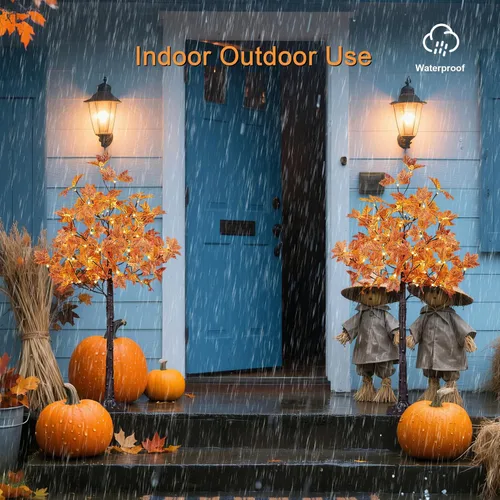 Vista 5 de LIGHTSHARE 2 piezas de 4 pies 144 LED (72 LED cada uno) árbol de arce iluminado artificial blanco cálido para Halloween, decoración de otoño