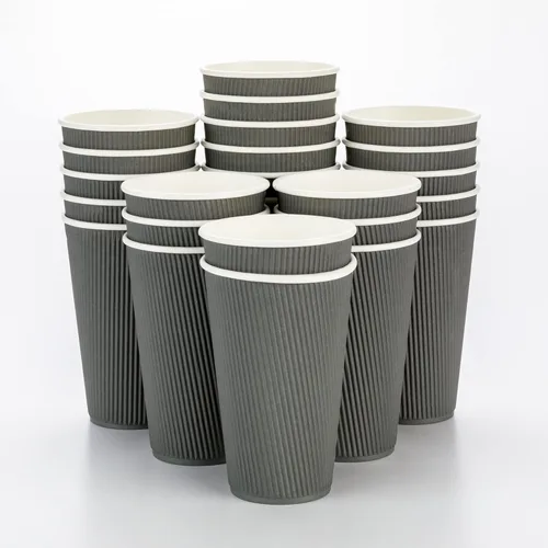 Vista 57 de Vasos de café de papel aislado de pared corrugada, 12 onzas, 12 onza, Azul