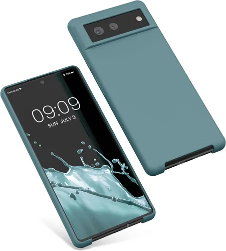 Vista 743 de kwmobile Funda Compatible con Google Pixel 6 Pro - Funda de teléfono de silicona TPU con acabado suave - Azul Arrecife