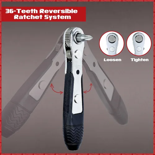 Vista 2 de Kit de herramientas para bicicleta, kit de reparación de bicicleta con mini llave de trinquete con llave de 26 brocas, llave de radios, parches