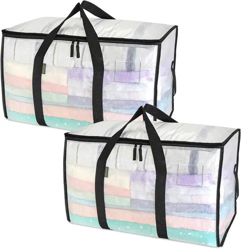 Vista 52 de BALEINE 2 unidades de bolsas de mudanza extragrandes con asas reforzadas, bolsas de almacenamiento resistentes para suministros de mudanza, camping
