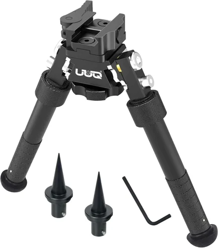 UUQ QV8 - Bípode ajustable para rifle táctico de 6 pies a 9 pies, palanca de desmontaje rápido CNC para montaje en riel Picatinny (giro de 360