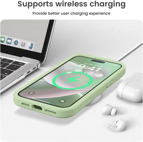 Vista 7 de Vooii Funda compatible con iPhone 15 Pro Max, silicona de alta calidad mejorada, protección de cámara forro de microfibra suave antiarañazos a