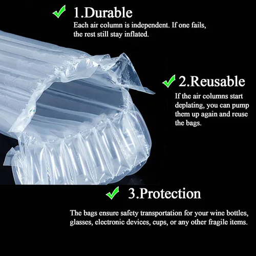 Vista 5 de Bolsas protectoras para botellas de vino, paquete de 10 bolsas de embalaje de seguridad para botellas de vidrio en transporte con equipaje con bomba