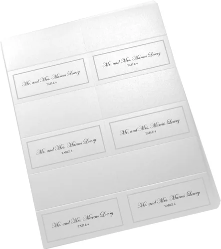 Vista 4 de Tarjetas de lugar imprimibles con borde de una sola línea, plata (a elegir color), juego de 60 (10 hojas), impresoras láser y de inyección de tinta