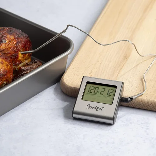 Vista 5 de Goodful Termómetro de carne con sonda con cable con temporizador, programado con temperaturas preestablecidas aprobadas por el USDA para diferentes
